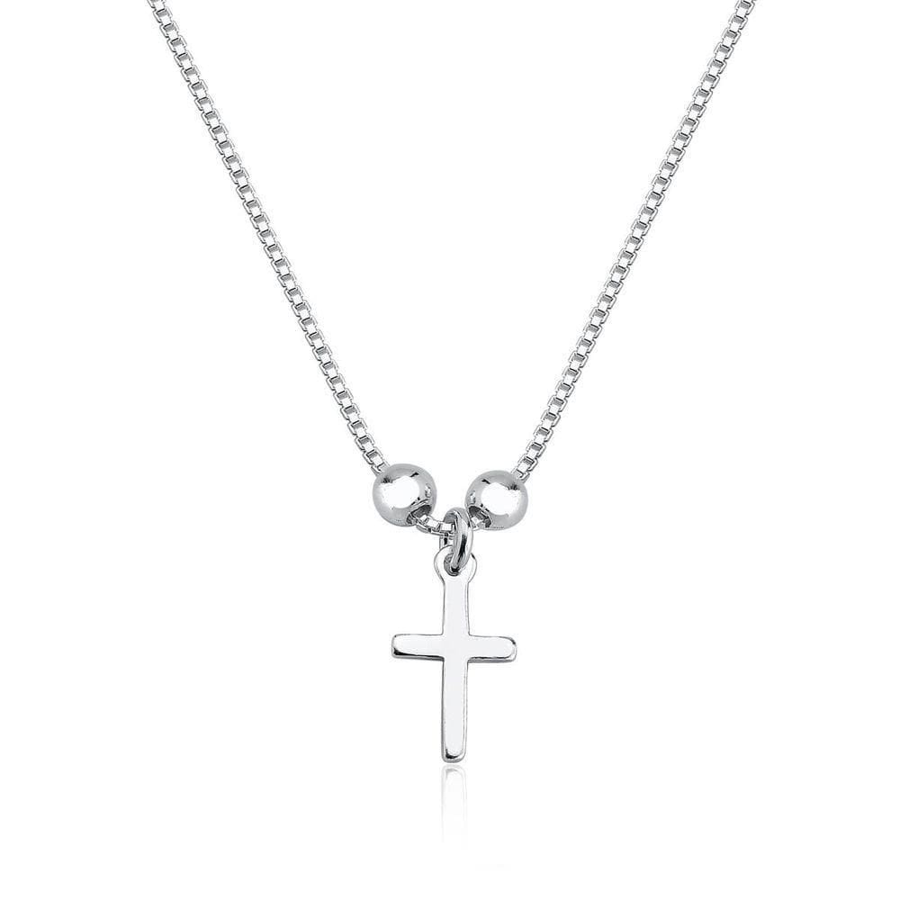 Colar Bolas 3mm Cruz Prata 925
