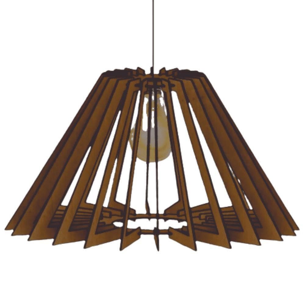 Luminária Teto Tipo Pendente Pirâmide Mdf Completa - MDF Marrom
