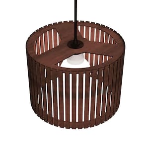 Luminária Pendente Sirius Modelo Ripado - Marrom