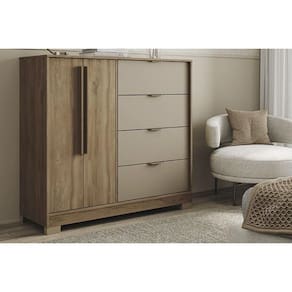 Cômoda de Quarto 1177 c/ 1 Porta e 4 Gavetas Freijo/Avela - Carraro
