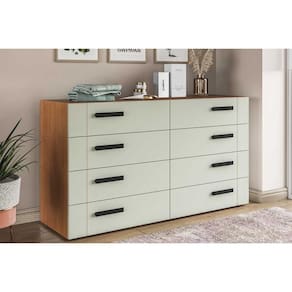 Cômoda de Quarto Lisboa c/ 8 Gavetas Freijo/Verde - Politorno