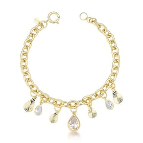 Pulseira Feminina Banhada Em Ouro 18k Com Detalhes De Cristal - Acessório Premium