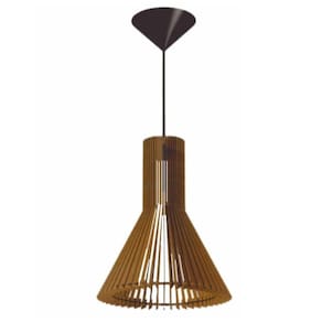Luminária Teto Tipo Pendente Funil Mdf Completa - Marrom