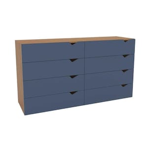 Cômoda Casal Porto c/ 8 Gavetas Freijo/Azul - Politorno