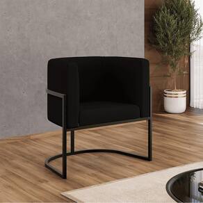 Kit 04 Poltronas Lua Sala Decorativa Base Ferro Black Veludo Preto