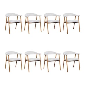 Kit 8 Cadeiras De Jantar Luana Estrutura Aço Carbono Laminado Natural Com Estofado Linho Cru