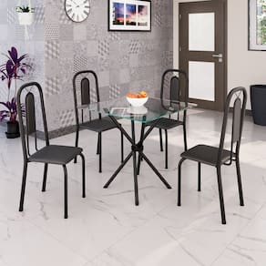 Conjunto Sala de Jantar com 4 Cadeiras Lívia Preto