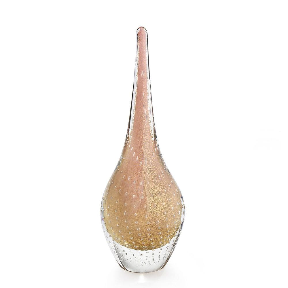 Escultura Em Cristal Murano Rosa Com Ouro São Marcos 37cm