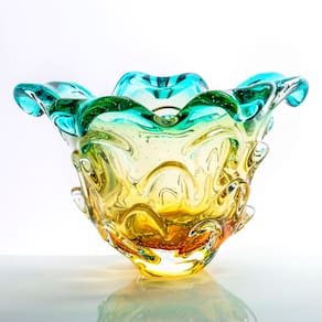 Vaso Em Cristal Murano Esmeralda E Âmbar São Marcos