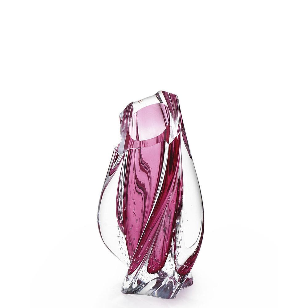 Vaso Em Cristal Murano Rosa São Marcos 28x12x10,5cm