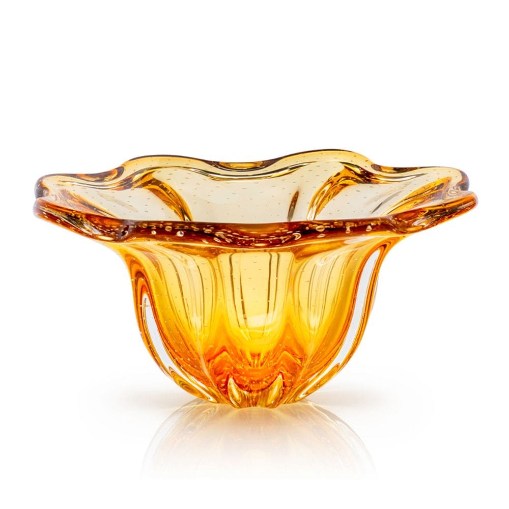 Vaso Em Cristal Murano Âmbar São Marcos