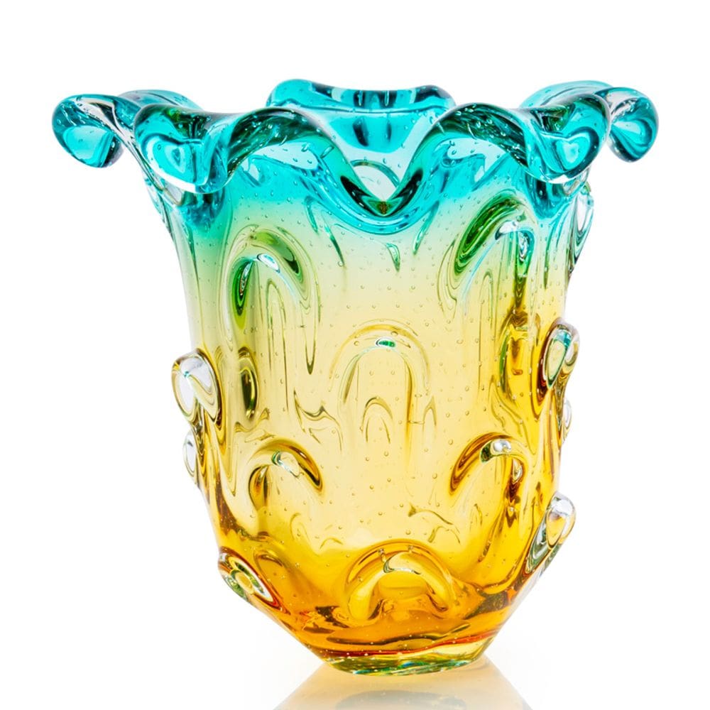 Vaso Em Cristal Murano Esmeralda E Âmbar São Marcos