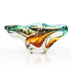 Centro De Mesa Em Cristal Murano Verde E Âmbar  São Marcos