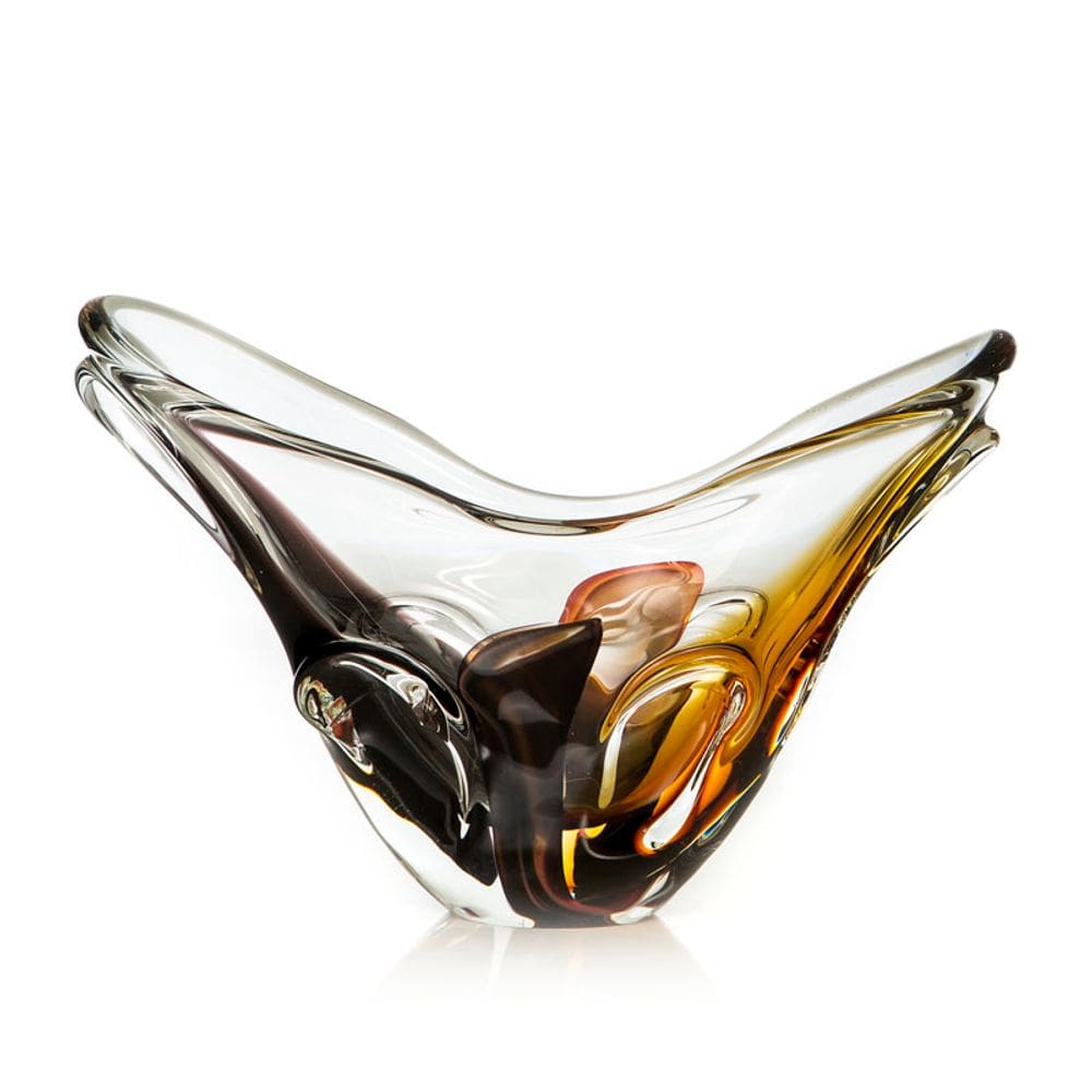 Vaso Em Cristal Murano Preto E Âmbar  São Marcos