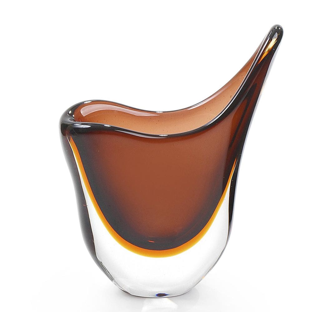 Vaso Em Cristal Murano Marrom São Marcos 41x30,5x13cm