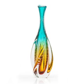 Vaso Em Cristal Murano Esmeralda E Âmbar  São Marcos