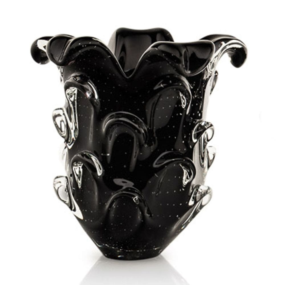 Vaso Em Cristal Murano Preto  São Marcos