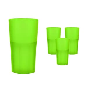 Kit 4 Copos Roma Verde Neon 360Ml Plástico Premium