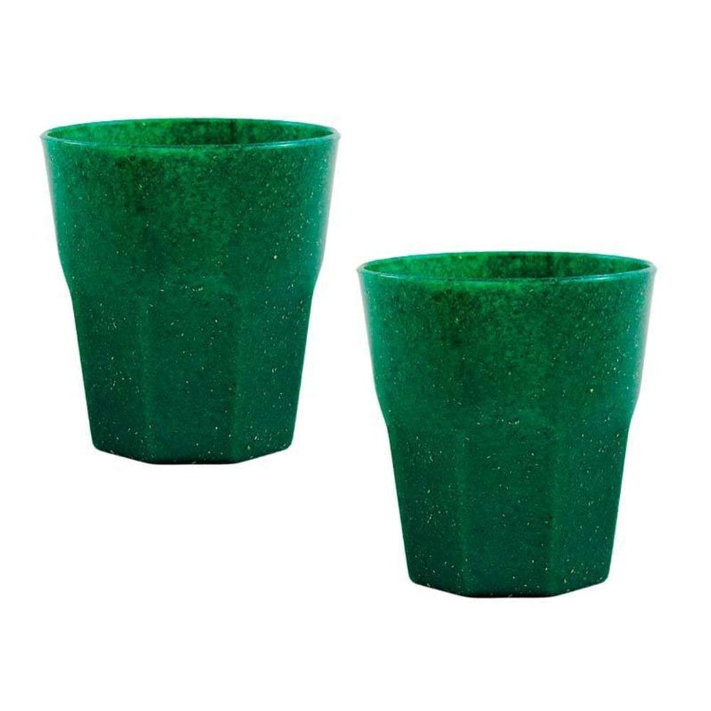 Kit 2 Copos Mini Roma Fibra Madeira Verde 300Ml