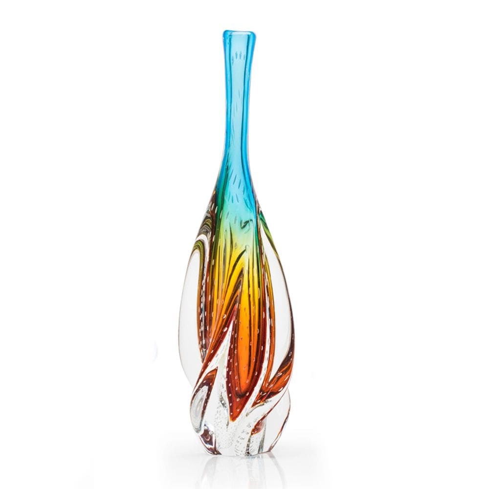 Vaso Em Cristal Murano Água Marinha E Âmbar São Marcos