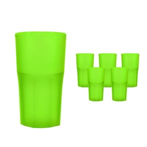 Kit 6 Copos Roma Verde Neon 360Ml Plástico Premium