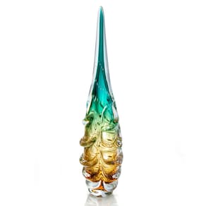 Escultura Em Cristal Murano Esmeralda E Âmbar São Marcos