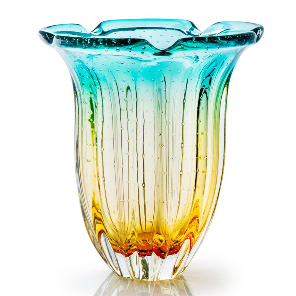 Vaso Em Cristal Murano Esmeralda E Âmbar São Marcos