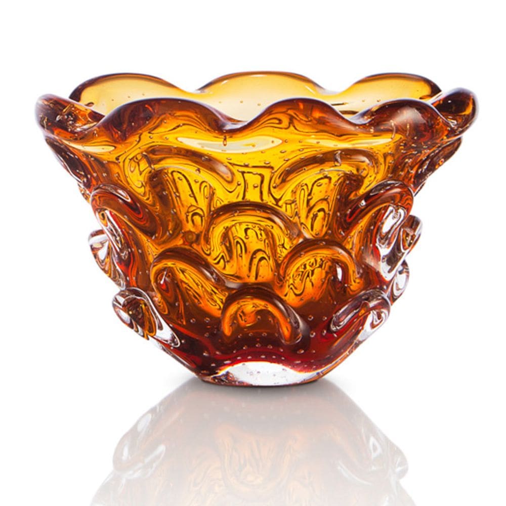 Vaso Em Cristal Murano Âmbar  São Marcos