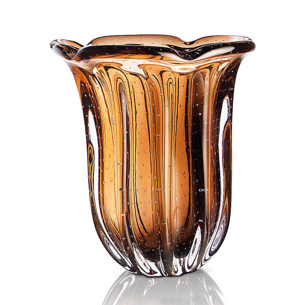 Vaso Em Cristal Murano Marron  São Marcos