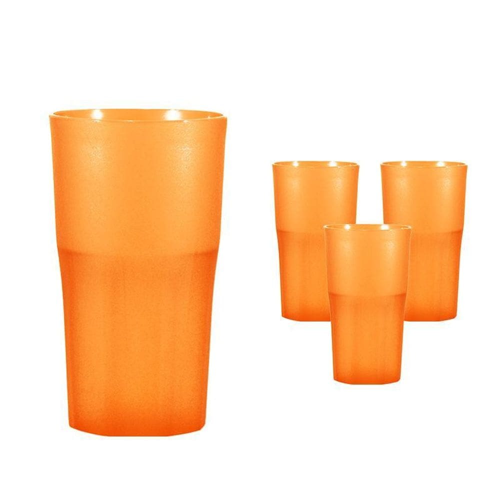 Kit 4 Copos Roma Alaranjado 360Ml Plástico Premium