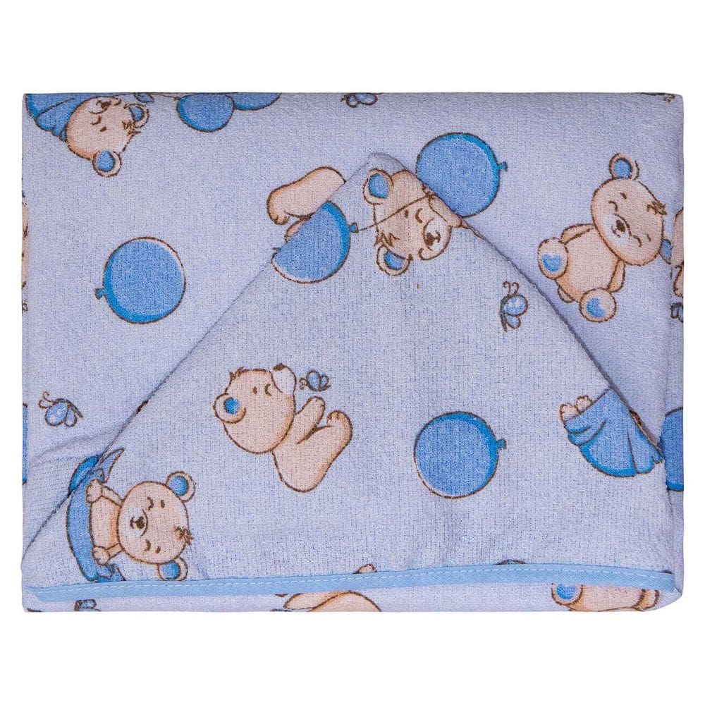 Toalha Estampada com Capuz com Forro 70 cm x 90 cm Bercinho