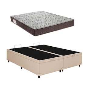 Cama Box Baú Casal Bipartido Bege Colchão ISO 150 D45 - Ortobom