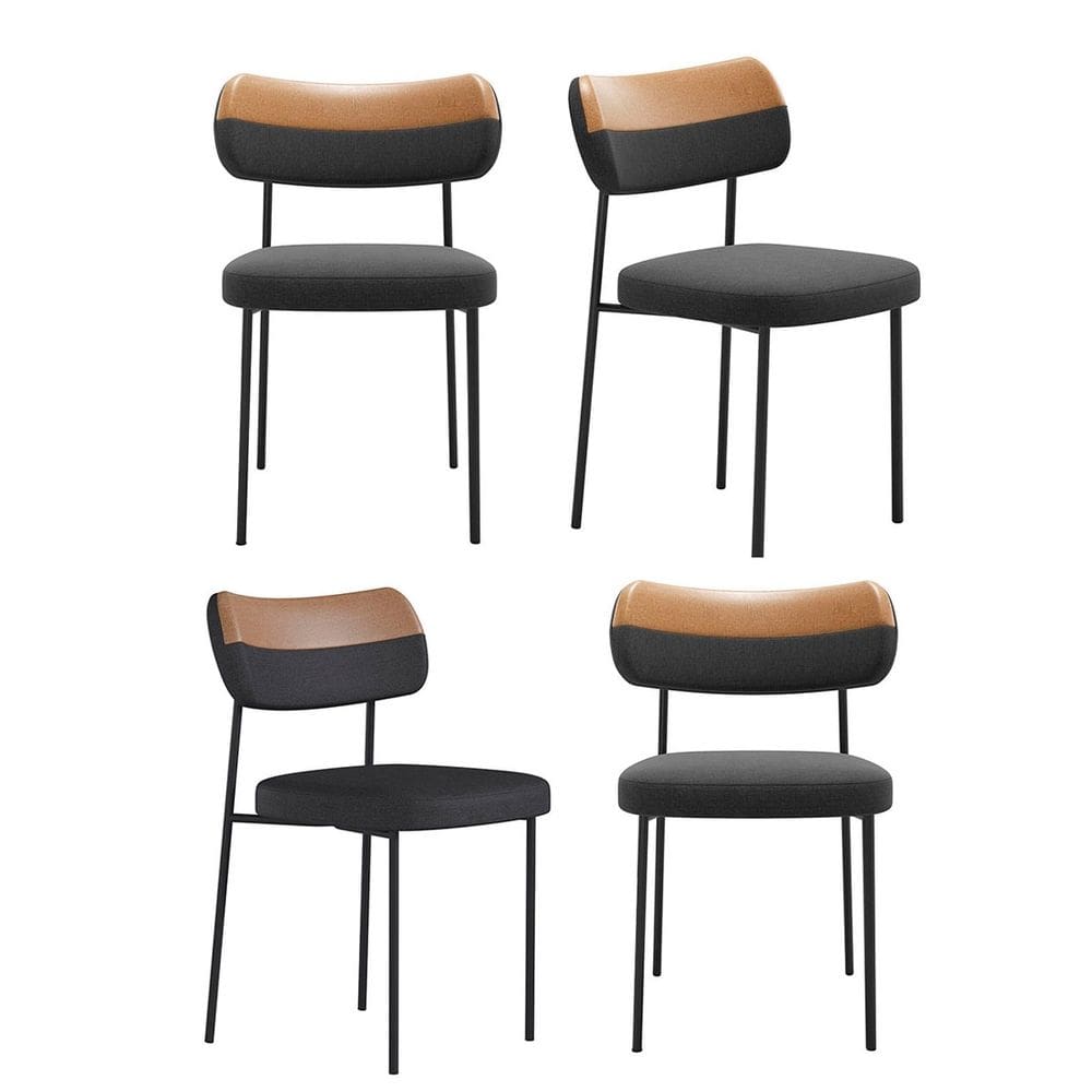 Kit 4 Cadeiras Camila Para Sala Jantar Gourmet em Aço-Couríssimo-Preto e Grafite - EdeCasaMoveis