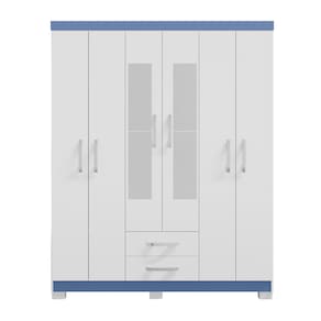Guarda Roupa Casal Vanessa 6 Portas e 2 Gavetas com Espelho Branco Flex EdeCasaMoveis