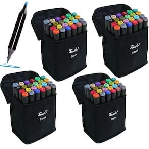 Canetinha 24 Cores Ponta Dupla Estojo Kit 4 Uni Canetas Permanente Desenho Pintura Artes Esacola