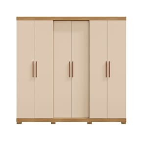 Guarda Roupa Barcelos Casal 6 Portas e 4 Gavetas Sem Espelho Carvalho Americano Off White EdeCasaMoveis