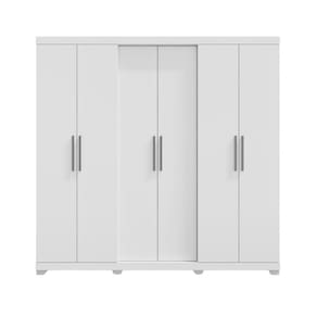 Guarda Roupa Barcelos Casal 6 Portas e 4 Gavetas Sem Espelho Branco EdeCasaMoveis