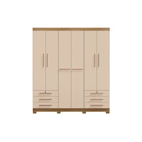 Guarda Roupa Casal Bagé 6 Portas e 6 Gavetas Sem Espelho Carvalho Americano Off White EdeCasaMoveis