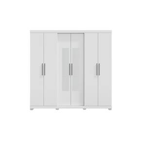 Guarda Roupa Barcelos Casal 6 Portas e 4 Gavetas Com Espelho Branco Tx EdeCasaMoveis