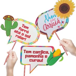 Kit 6 Plaquinhas 3D Decorativas Temáticas De Festa Junina