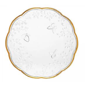 Conjunto 6 Pratos Sobremesa New Butterfly Fio de Ouro Cristal 20cm 220864 - Lyor