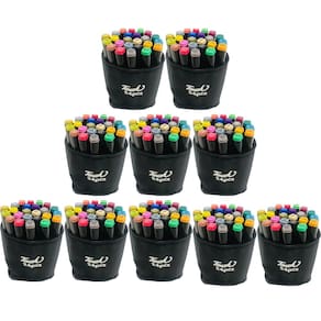 Canetas Canetinhas 24 Cores Permanente Estojo Bolsa Alça Kit 10 Uni Ponta Dupla Desenho Pintura