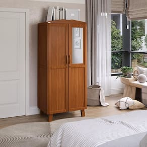 Guarda-Roupa Itália com 2 Portas e 1 Gaveta em Madeira Pinus Carvalho Acetinado - Tozzeto
