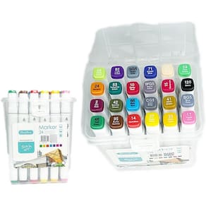 Kit 24 Cores de Canetinhas Ponta Dupla Para Desenhar Pintar