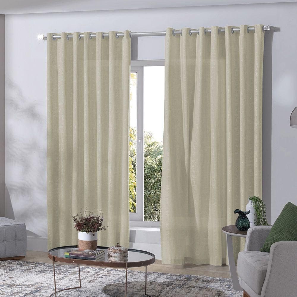 Cortina Duplex Mônaco Com Forro 4,20x2,50m Areia - Bella Janela