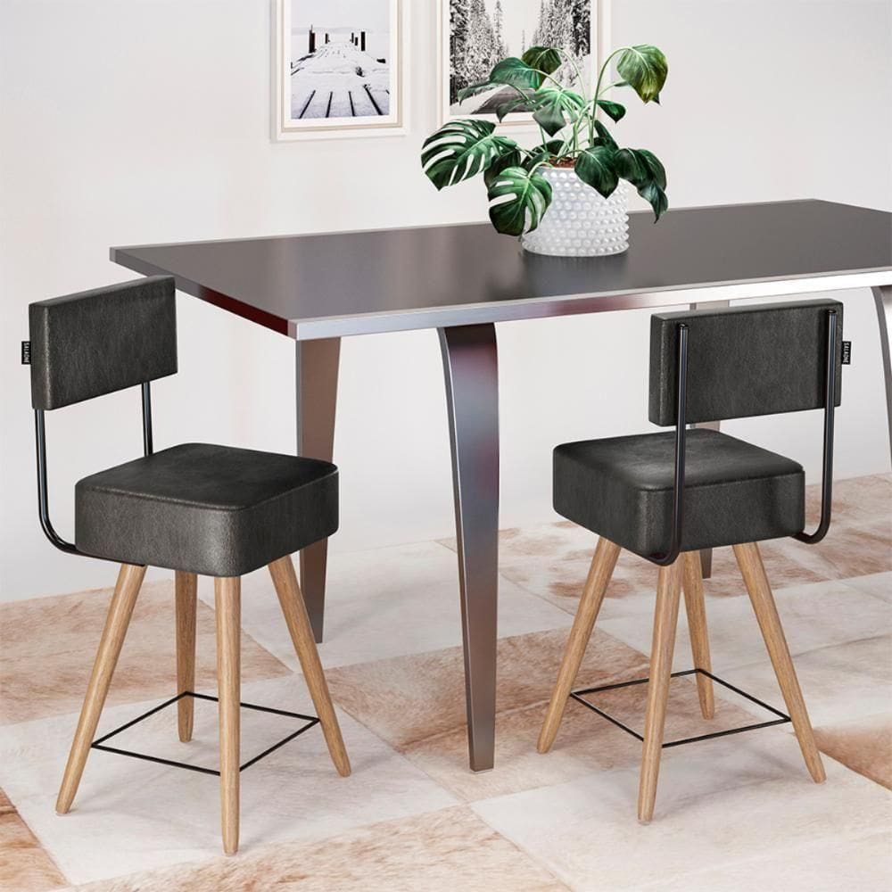 2 Cadeiras Com Encosto Letonia Preto