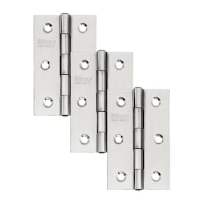 Dobradiça Para Porta Pado 3.1/2 Sem Rolamento 883 Embutir 25kg Inox Escovado Com 3 Peças