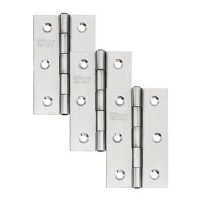 Dobradiça Para Porta Silvana 3 Sem Rolamento 883 Embutir 25kg Inox Escovado Com 3 Peças