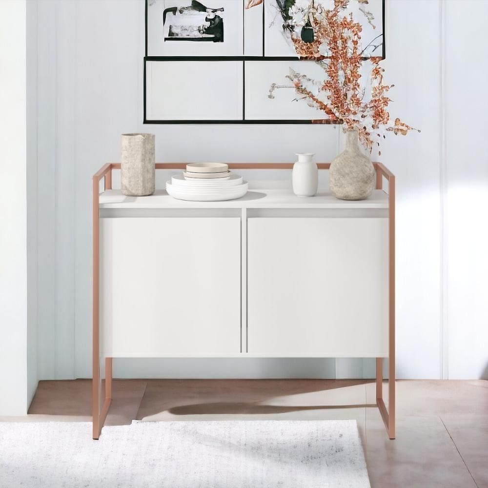 Aparador Junior Luxo 2 Portas Branco Cobre