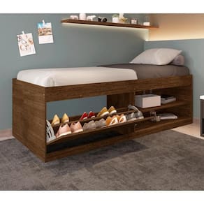 Cama Box Sapateira Tien Malbec Com Colchão
